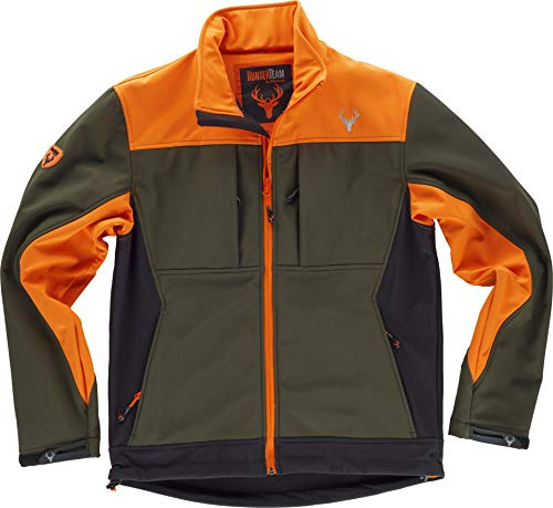 Work Team Chaqueta Caza y Pesca workshell combinada Tricolor. Cuello Alto y cubrecosturas Interior. Canesús Combinados. Cierre de Cremallera de Nylon. Hombre