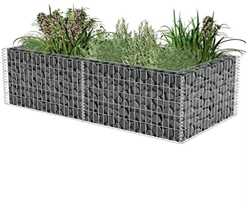 Tidyard Gaviones para Piedras con Soldadura Maceta Gavión Cesta de Gaviones de Alambre Galvanizado Decoración de Jardín Patio Trasero 180x90x50cm