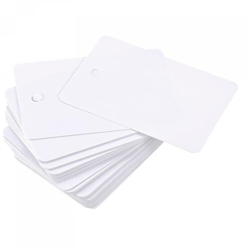 sourcing map Étiquettes Expédition Plastique Vide Étanche Œillet Trou, pour Produit Identification Étiquettes, Valve Marquage, Étiquetage Externe, 40 x 60mm Blanc Paquet 50