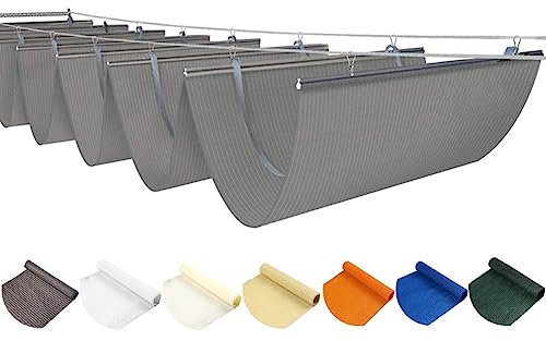 Retractable Wave Sun Shade Sail, U Shaped Sliding Roller Blind, UV Resistant Sun Protection Replacement Canopy Cover For Pergola, Porch, Terrace Garden