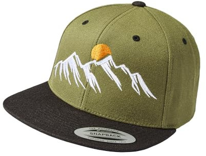 Baddery Outdoor Cap Flexfit Snapback : Mountain View - Kappe Herren & Damen - Kletter Ausrüstung Wander Zubehör (Olive-Black - One Size)