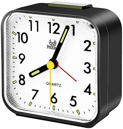 Gowkeey Wecker Analog Leise Ohne Ticken, Quarzwecker mit Lauter Alarm, Nachtlicht, Schlummerfunktion,Batteriebetrieben Tragbarer Wecker für Schlafzimmer Wohnbereich Büro Reisen (Schwarz)
