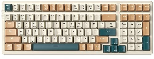 Qisan 100-Keys Mechanical Wireless/Wired Keyboard – Triple Mode 2.4G/USB-C/BT & Ergonomic Design –US Layout | RGB LED Backlit, Hot-Swappable Brown Switches | Computer Accessories