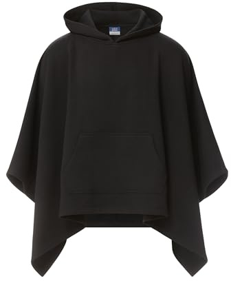 MV Sport Sweatshirt Blanket Poncho Hoodie for Women/Cozy Cotton Fleece Pullover/Women's Warm Hooded Cape/Fall Winter Ponchos Cloak Black