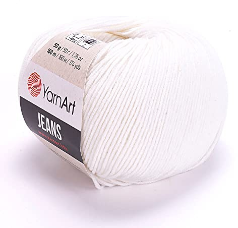 Yarn Art Jeans Yarn 160m, Soft Cotton Amigurumi Doll Animal 50g Knitting Crochet (01)