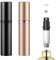 JAONLD Atomizzatore Profumo,2 Pezzi Portaprofumo da Viaggio Ricaricabile Vaporizzatore Profumo,Nebulizzatore Profumo per Viaggiare,Festa,Vita Quotidiana(5ML,Nero,Oro Rosa)