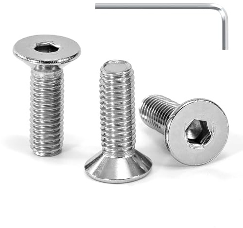 Tunejoy Viti a Testa Svasata M5 x 16 mm Vite a testa svasata Brugola Bulloni in Acciaio Inox A2 V2A Viti a Testa Piatta Norma DIN 7991 con Chiavi a Esagono Filettatura Completa 30 pezzi