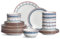 Service de Vaisselle 24 Pièces pour 8 Personnes, Ensemble en Porcelaine avec 8 Assiettes Plates, 8 Assiettes à Dessert, 8 Bols à Céréales, Compatible Micro-ondes et Lave-vaisselle
