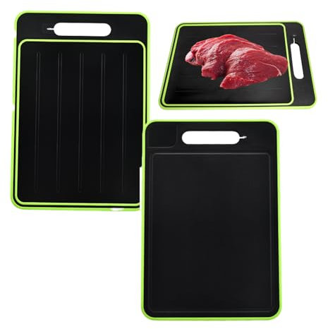 Tianher Plateaux de Décongélation Rapide, Planche de décongélation 4 en 1 Planche a Decouper Planche à Découper Double pour Décongeler, Découper, Râpe à Épices et Aiguiseur Couteaux (31 * 21cm)