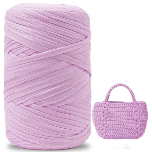 Fettuccia per Borse a Uncinetto，400 g Filato per Uncinetto, Filato Tessile per Cestini all'uncinetto, Adatto per la Realizzazione di Borse, Sacchetti, Tappeti, Artigianato Fai-da-te Lilla Viola