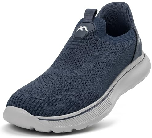 ODCKOI sneakers för män, ultralätta andningsbara nätskor utan spets sneakers för promenader, jogging, arbete, löpning, 1645mörkblå, 43.5 EU