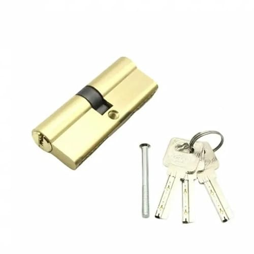MAYANGYANG Bombin Cerradura Cilindro Universal antirrobo de Cobre de 70 mm con Cerradura de Doble Apertura y Llaves for Puertas de Madera y Aluminio Cerraduras Antibumping(Gold)