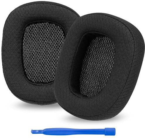 Linkidea Cuscinetti auricolari di ricambio per cuffie Logitech G433, G533, G633, G635, G933, G935, G935, cuscinetti auricolari (tessuto a rete/nero)