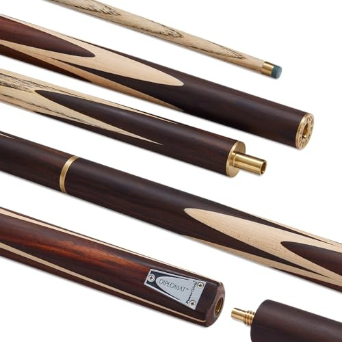 POWERGLIDE DIPLOMAT Ash 3/4 Snooker Pool eller biljardköpinne – nordamerikansk askaxel – handskarvad rosenträrumpa – 20 oz – full storlek 57 tum – 9,5 mm spets