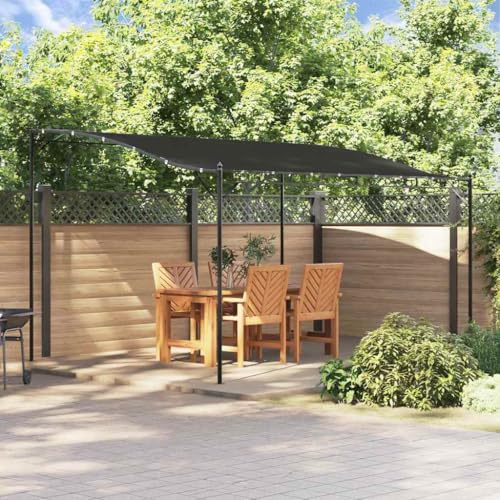 Mokuyary Markis, antracit 4 x 3 m 180 g/m² tyg och stål, paviljong, trädgårdstält, festtält, trädgårdspaviljong för trädgård, fest, festival, bröllop
