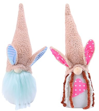 Reccisokz 2 Pezzi Gnomi Portafortuna,Decorazioni Pasquali,Peluche Coniglietti Senza Volto,Per Decorare L'Ufficio, La Camera Da Letto E L'Auto, Per Bambini E Adulti