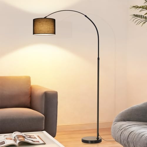 ZMH Bogenlampe Wohnzimmer Stehlampe - Stoffschirm Ø30 cm Stehleuchte 181CM