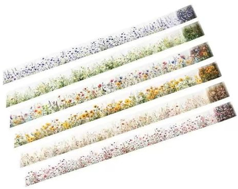 MAGLITT 6 Rolls Washi Tape Set Cute Flower Sticker Tape for Scrapbooking Scrapbook Stickers Adhesive Transparent PET Decorative Tape for Journaling Photo Album Craft Scrapbooking