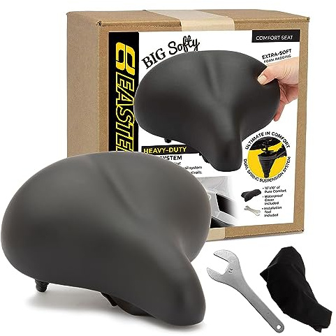 Selle de vélo Polyvalente Eastern Bikes Unisexe Big Softy, Noire, avec Housse de Pluie et Outil d'installation.