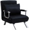 HOMCOM Fauteuil chauffeuse canapé-lit Convertible 1 Place déhoussable Grand Confort Coussin Pieds accoudoirs métal suède Noir
