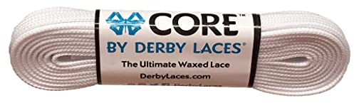 Derby Laces CORE Narrow 6mm Waxed Lace for Figure Skates, Roller Skates, Boots, and Regular Shoes (White, 84 Inch / 213 cm)