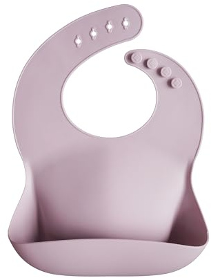 mushie Babero de Silicona para Bebés | Baberos de Alimentación con Bolsillo | Fáciles de Lavar | 4 Tamaños Ajustables | Sin BPA | Accesorio Durable para Niños Pequeños y Niñas | Pale Mauve