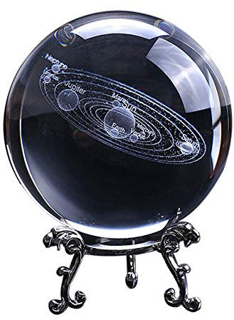 Glaskugel Fotografie Galaxy Kristallkugel Solar System K9 Glas Lensball Fotokugel mit Metall Ständer 3D-Lasergravur Crystal Ball Fotografie Dekoration Geburtstags Weihnachten Geschenk (60 mm)