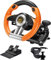 PXN V3 Pro Simulate Racing Game Steering Wheel with Pedal, 180 Degree Steering Wheel, Compatible with Windows PC, PS3, PS4 for Switch-Orange