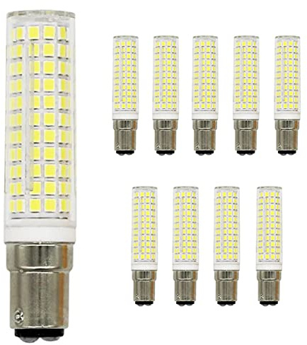 JZlamp BA15D E11 E12 E14 Luci LED dimmerabili Mini 136 LED Lampadine ceramiche di Mais 15W Sostituire 150W Lampade alogene 220V per lampadario Domestico (10 Pezzi),Cold White,BA15D