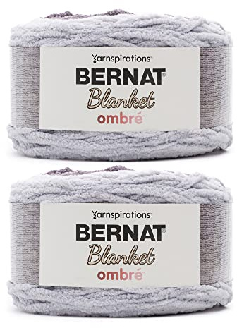 Bernat Blanket Ombre Charcoal Ombre Yarn - 2 Pack of 300g/10.5oz - Polyester - 6 Super Bulky - 220 Yards - Knitting/Crochet