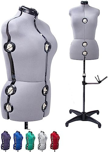 Beyond Your Thoughts Female Adjustable Mannequin Dummy Dress Form with 13 Dials for Sewing Dressmaking Tailors Mannequin Display Costume Grey for 8-14