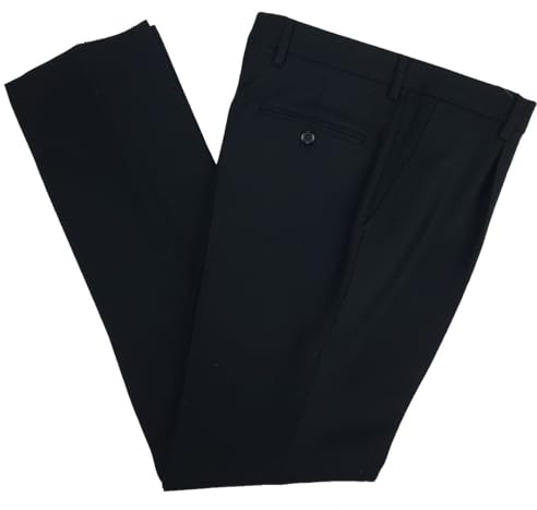 N+1 Pantalone Uomo Classico in Lana con Pens Elegante Flanella Vita Alta Gamba Larga 48 50 52 54 56 58 60 (52 - Nero)
