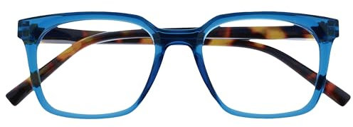 OPULIZE KOI Lesebrille - Große Rechteckige Brillenfassung - Blau - Sehhilfe für Damen, Herren - Federscharniere - R50-3 - +1.00