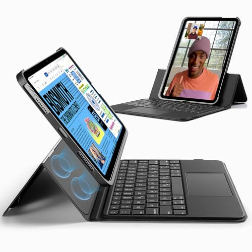 ESR für iPad 11th(A16, 2025)/10 Gen (10,9 Zoll) 2022, Tastatur Hülle mit Trackpad, magnetisch abnehmbare Tastatur mit hintergrundbeleuchteten Tasten, Hoch-/Querformat, Schwarz
