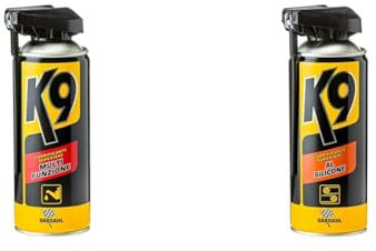 Bardahl K9 - Kit Lubrificante Spray Silicone e Multiuso, Impermeabilizzante e Trasparente, per Plastica, Gomma, Legno, Elimina Rumori, proprietà Anti Ruggine e Anti Corrosione, Inodore e Incolore
