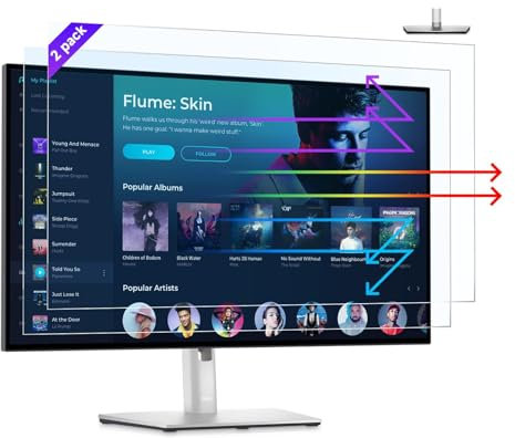 IPROKKO 2 Pack 27 Inch Anti Blue Light Screen Protector for Computer Monitor, Removable 16:9 Aspect Ratio, 27 Anti UV Anti Glare and Blue Light Filter