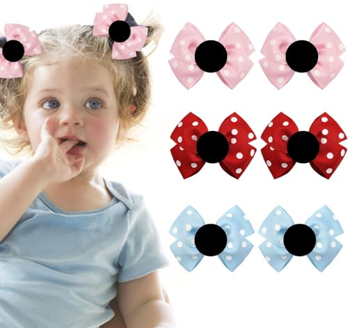 AYNKH 3 Pairs Hair Clips for Girls, Cute Bows Polka Dot Barrettes Kids Hair Accessories for Birthday Children's Day