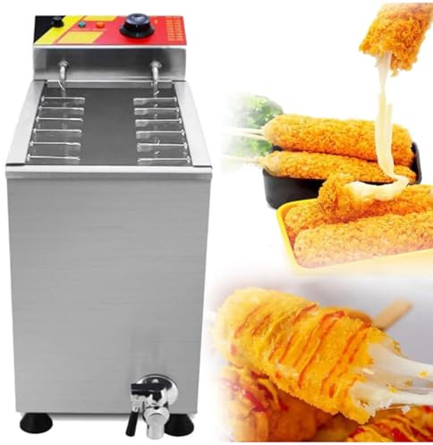 Hydravex Freidora automática para Perros de maíz, máquina para Hacer palitos de Perritos Calientes de Queso Comercial de 25 litros con Temperatura Ajustable, freidora de palitos de Perritos Calientes