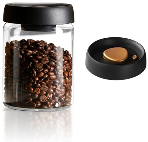 La Llareta 900ml Bocaux de Stockage en Verre, Bocaux à Café Hermétique, Pot en Verre Borosilicaté, avec Couvercle en ABS, pour Café, Epices, Sucre, Biscuits, Bonbons