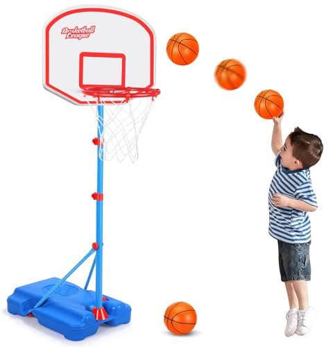 AOKESI Basketballkorb für Kinder, Basketballset mit Einstellbarer Höhe, Indoor-Basketballspielzeug für Junge im Alter von 3, 4, 5 und 6 Jahren