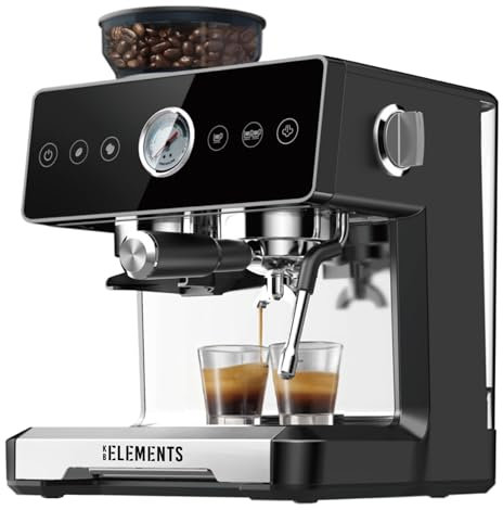 KB-ELEMENTS Siebträgermaschine Mit Integriertem Mahlwerk - Espressomaschine, 20 Bar, Professioneller, 2,6 L Wassertank, 58-mm-Extraktionskopf, Schwarz