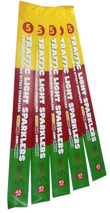 Exclusive Online | Traffic Light Sparklers with Colour Changing Effect | Parties, Events, and Celebrations | for Weddings, Birthday Parties, Halloween, Bonfire Night, Christmas and New Year-5 pack(25)