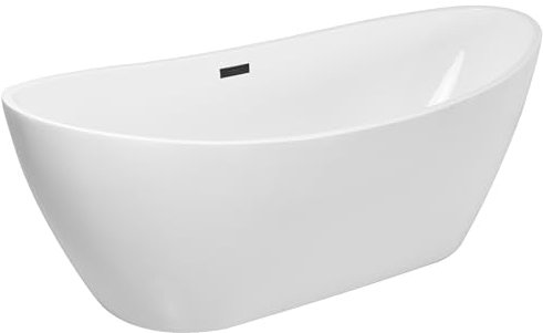 Balneo - Freistehende Badewanne - Balneo Parma - aus Acryl mit Stahlrahmen - 6 Stabilisierungsfüße - Überlauf und Klick-Klack-Verschluss - Modernes Design - Schwarz - 170x72cm