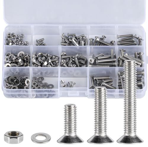 550 Pcs Hexagon Socket Head Cap Nuts and Bolts, Stainless Steel Screws Assorted Metric Kit,Bolts Fastener Repair Tools Assortment Kit for Headboards Chair Furniture - M3 M4 M5