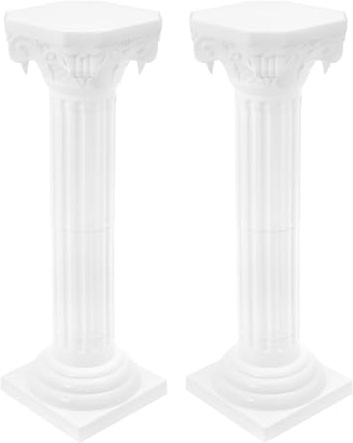 QQDETRR 2 Pcs Wedding Roman Column, 34.65 Tall Adjustable Height Roman Pillars Plastic Flower Pot Columns Pedestal Stand Wedding Road Lead Decorations, 110lbs Load Capacity, Plastic Greek Pillars