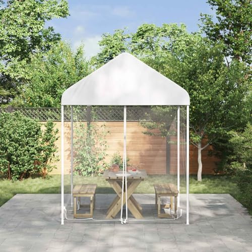 Mangloder Moustiquaire pour tonnelle - 2 x 2 m - Blanc - Maille 220 - En polyester - Avec fermeture éclair et fermetures - Respirante - Pour terrasse, balcon, camping, extérieur