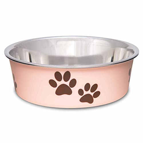 Bella Bowls Small Paparazzi Pink | Dishwasher Safe Pet Dish, Non Skid Rubber Base, Stainless Steel Interior, Bacteria Resistant, For Dogs & Cats