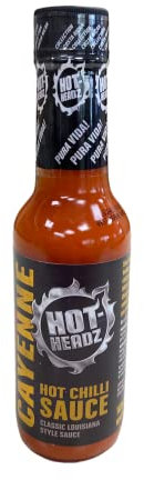 Hot-Headz! Cayenne Pepper Hot Sauce 148ml Bottle Classic Louisiana Style - Suitable for Vegans. No Artificial Flavourings or Colours. Add A Bold & Spicy Kick to Any Dish. Perfect Gourmet Gift.