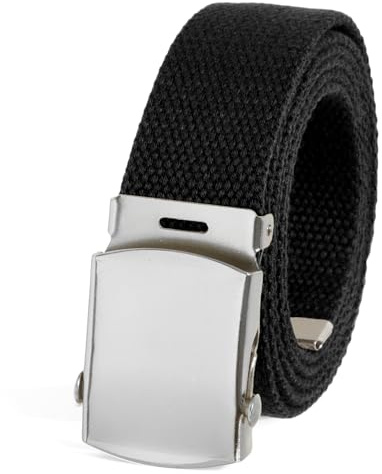 BC Belts Black Web Belt with Buckle Military Style