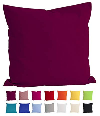 beties Basic Kissenbezug ca. 80x80 cm Kissenhülle 100% Baumwolle in vielen fröhlichen Uni-Farben (Hibiskus)